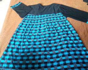 Stylish Blue Plaid A-line Dress