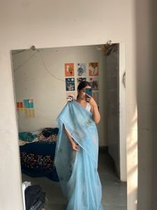 Beautiful Blue Organza Saree