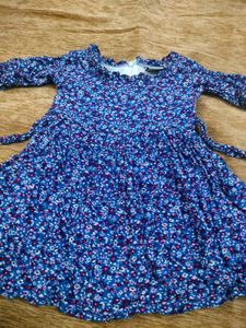 Blue Floral Print Baby Dress