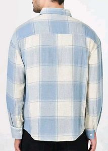 Men's Soft Checked Blue Button-Up Shirt