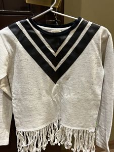 Full Sleeves Top with Leather Detailing