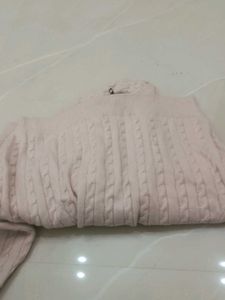 Pink Cable Knit Cropped Hoodie