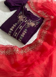 Combo of 3 Embroidered Kurta Set Dupatta
