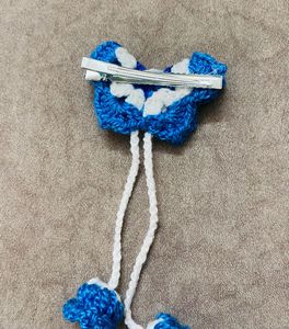 Blue Crochet Butterfly Hair Clip