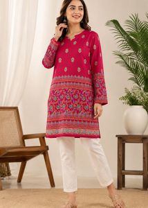 Red Embroidered Kurta