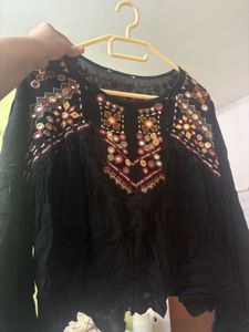 Embroidered Black Ethnic Blouse