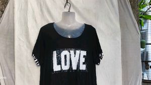 I. Black "LOVE" Sequin T-Shirt