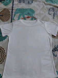 New White Poly Cotton Regular Tishirt