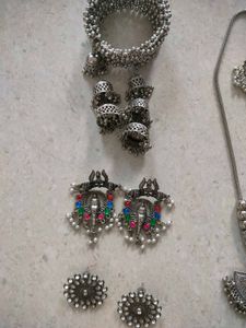 Boho Silver Oxidized Jewellery Set