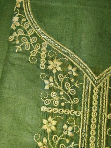Elegant Green Embroidered unstitched dress