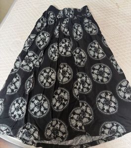 Boho Black Short Skirt with Floral Print