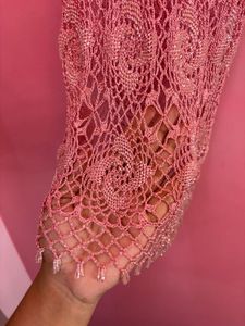 y2k beaded pink crochet tank top