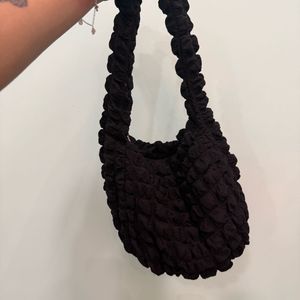 Stylish Black Textured Hobo Bag