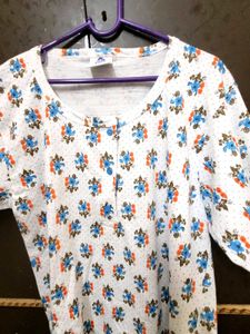Floral Print Cotton Night Suit Set