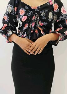 BLACK PEPLUM CROP TOP