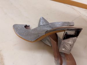 Sparkling Silver Slingback Heels