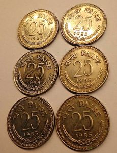 6 Pcs Of 25 Paise For Sale