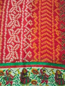 Vibrant Indian Saree with Traditional Motifs