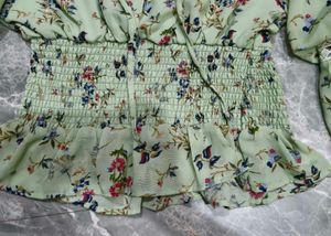 Floral Print Smocked Peplum Top