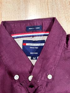 Men's Burgundy Button-Down Shirt