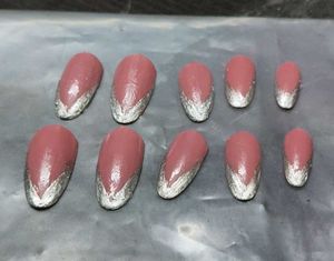Pink & Silver French Tip Press-On Nails