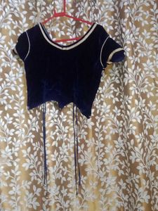 Royal Blue Lehanga with Velvet blouse