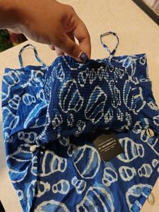 Bohemian Blue Shell Print Crop Top