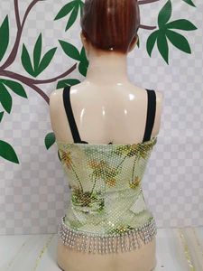 (700)Vintage Tropical Print Tank Top