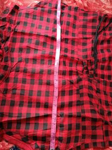 Red &amp; Black Checkered Kurta Unused