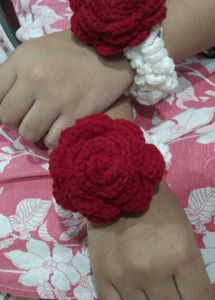 Handmade Crochet Rose Bracelet per pic 180