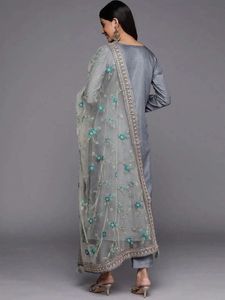 Elegant Grey Kurta Set with Dupatta