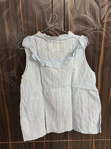 Striped Sleeveless Ruffle Top