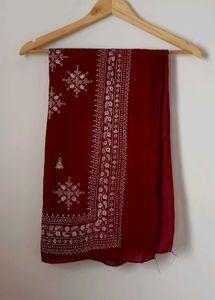 Maroon Printed Frock Suit