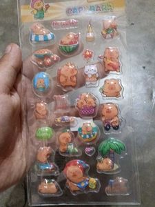 set of two Cute capybara Stickers - 3D Fun