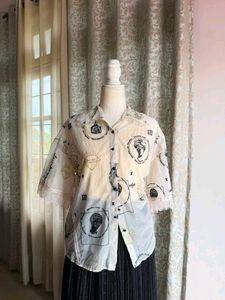 Unique Graphic Print Button-Up Shirt