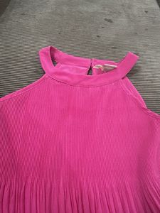 Vibrant Pink Pleated Halter dress