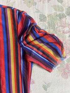 Colorful Striped Sheer Top