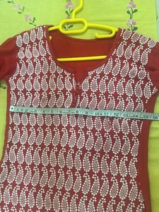 Red Chikankari Kurta