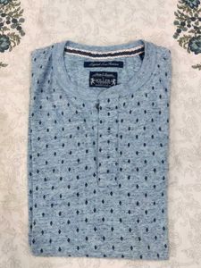 Stylish Men's Blue Printed T-Shirt