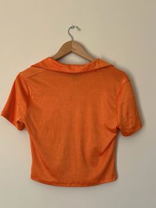 Primark Orange Ruched Button-Up Top