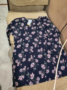 Stylish Navy Floral Print Kurti