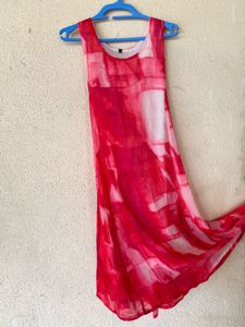 Red &amp; White Sleeveless Dress