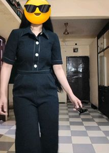 Chic Black Jumpsuit with White Accents