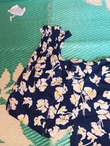 Navy Floral Print Long Sleeve Top