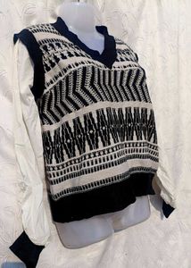 Y2k Patterned Knit Vest Sweater 🖤