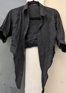 Striped V-Neck Knit Tank Top with a tie up bolero