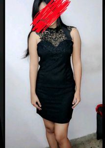 Elegant Black Lace Trim Dress