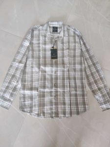 Gaz America Men's Light Olive Green & White Checke