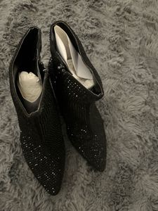 Brand New M&amp;S Sparkling Black Ankle Boots