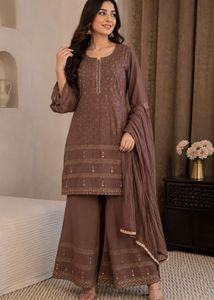 Women's Embroidered Kurta Palazzo Set